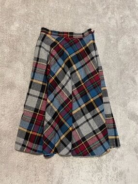 Pete Plaid Skirt Womens Vintage Size 9 Modern XS Made USA Tartan A-Line Midi